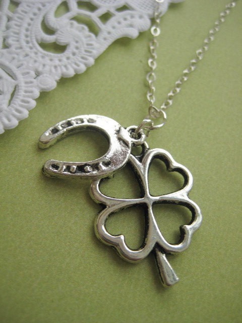Shamrock horseshoe lucky necklace