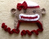 Little Lady Sock Monkey Hat - NB-12M