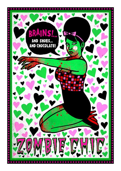 Zombie Pinup - illustration print A4