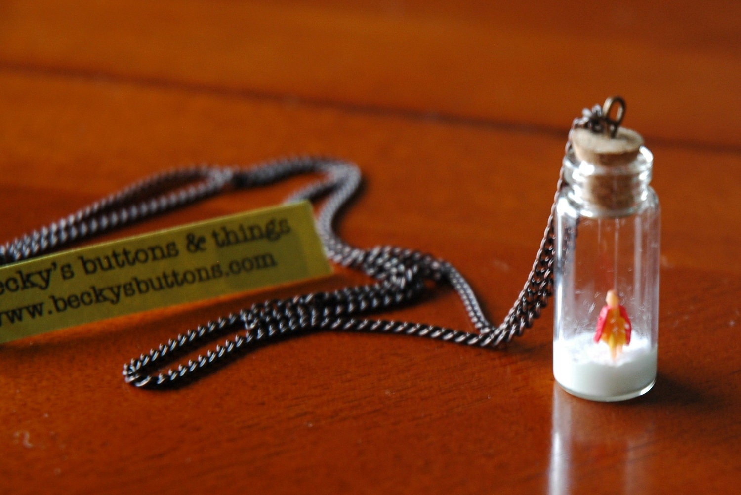 Winter Diorama Necklace - Woman in Red Cape
