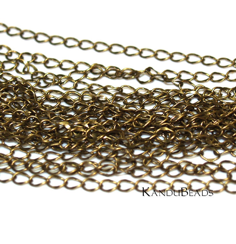 5 Feet Antique Brass Color Metal Curb Chain, 4x5.5mm Steampunk enough for 3 generous necklaces