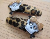 Punk Rock Girl Zombie Skull Snap Leopard Gaga Barrettes - Born This Way