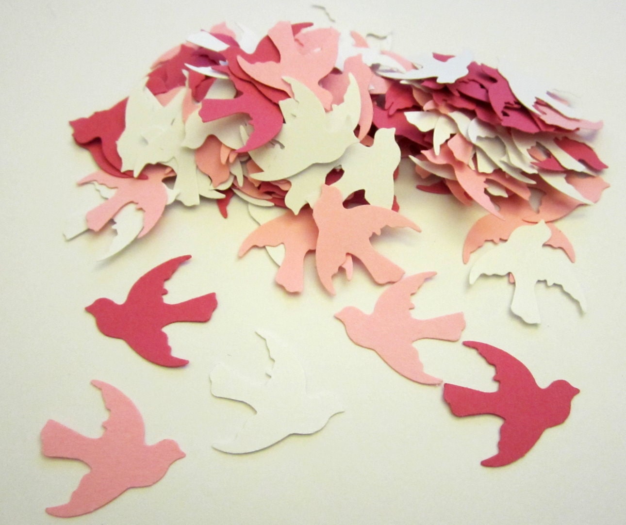 100 Birds In Flight Pink Mix Paper Piecing Embellishment Scrapbooking Confetti Cutouts