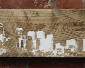 White Philadelphia Skyline Reclaimed barn wood screen printed wall hanging