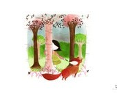 Girl with fox - Cherry blossom tree - the forest -