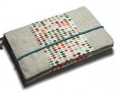 linen and cotton patchwork book cover -small moleskine size-