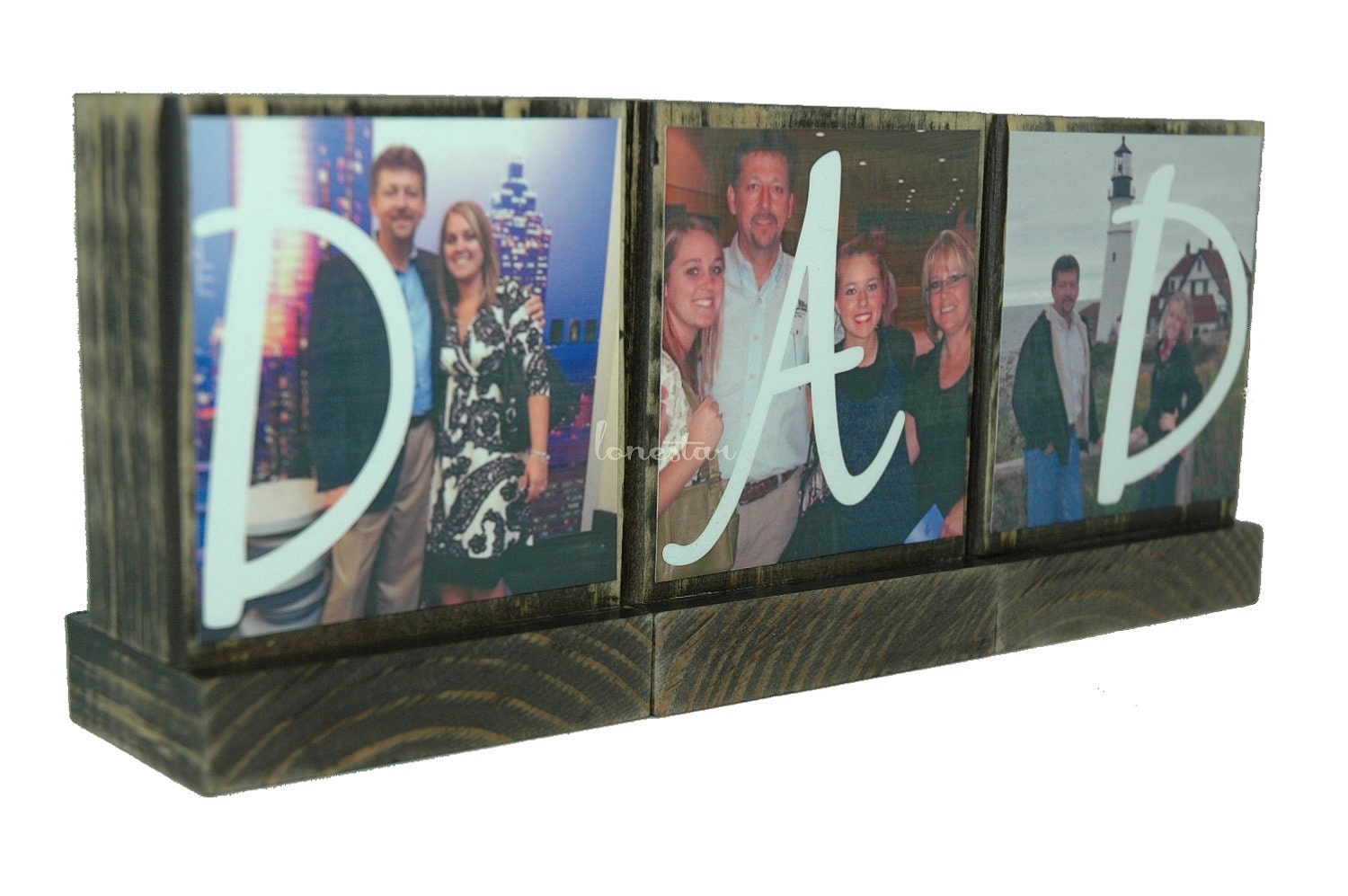 PERSONALIZED PHOTO GIFTS-Great Fathers Day Gifts for Dad,Pop- Set of 3 Personalized wooden photo blocks