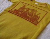 Little Tug Boat Onesie - Hand-Dyed, Hand-Printed, 0 to 3 Month Size