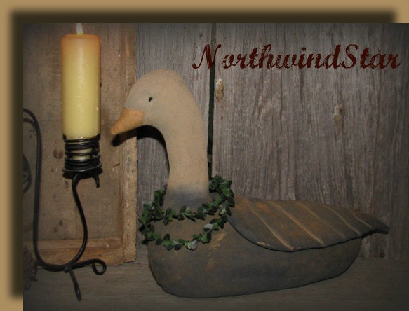 Primitive Early Times Old Coot Goose Duck Doll Shelf Sitter