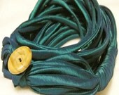 Shimmering Teal  Women's Spaghetti  Scarf Necklace