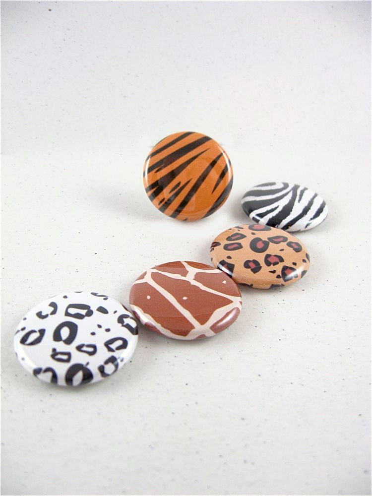 Animal Prints for the Man / Fridge Magnets / Five 1 Inch button magnets - PipingHotPapers