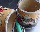 Vintage  Boy's Toy - Stilt Cans with Native American Decorations
