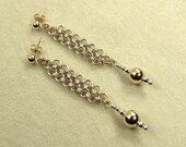 Silver and Gold Dangle Chainmaille Earrings