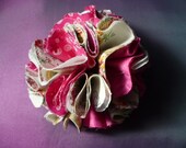 Fabric Flower Brooch Pin  -Set of 2- Pink Floral - Blue - Party Favor