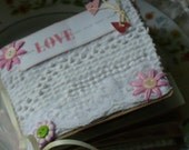 Mini Scrapbook Album -  Love Theme- Vintage Chenille Fabrics Soft Floral