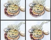 Set of Four Teacher Gifts - Teacher Apple Hand Stamped Personalized Necklace Monogram Techer Necklace