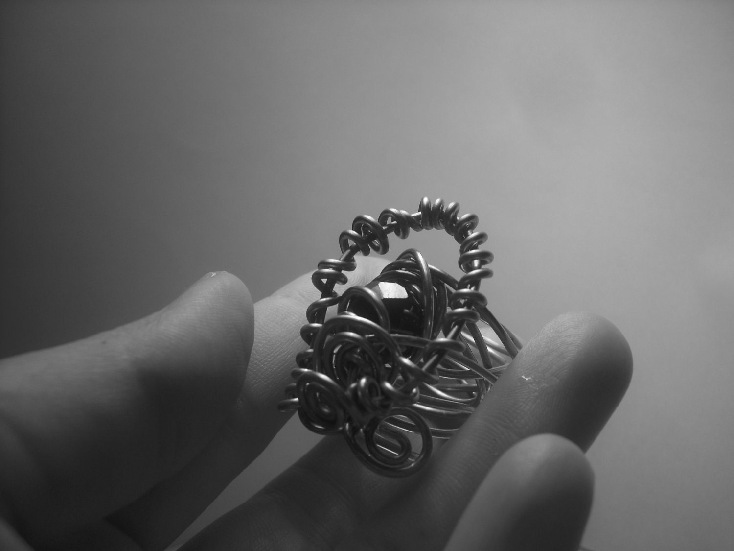 Simply dramatic- compressed aluminum ring size 7 1/2 - MonicaRetana