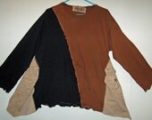 Upcycled one of a kind Yin Yang sweater with cargo pockets one size Plus size