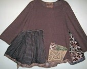 J Jill Meets MONA upcycled brown one of a kind funky sweater one size fits most plus size