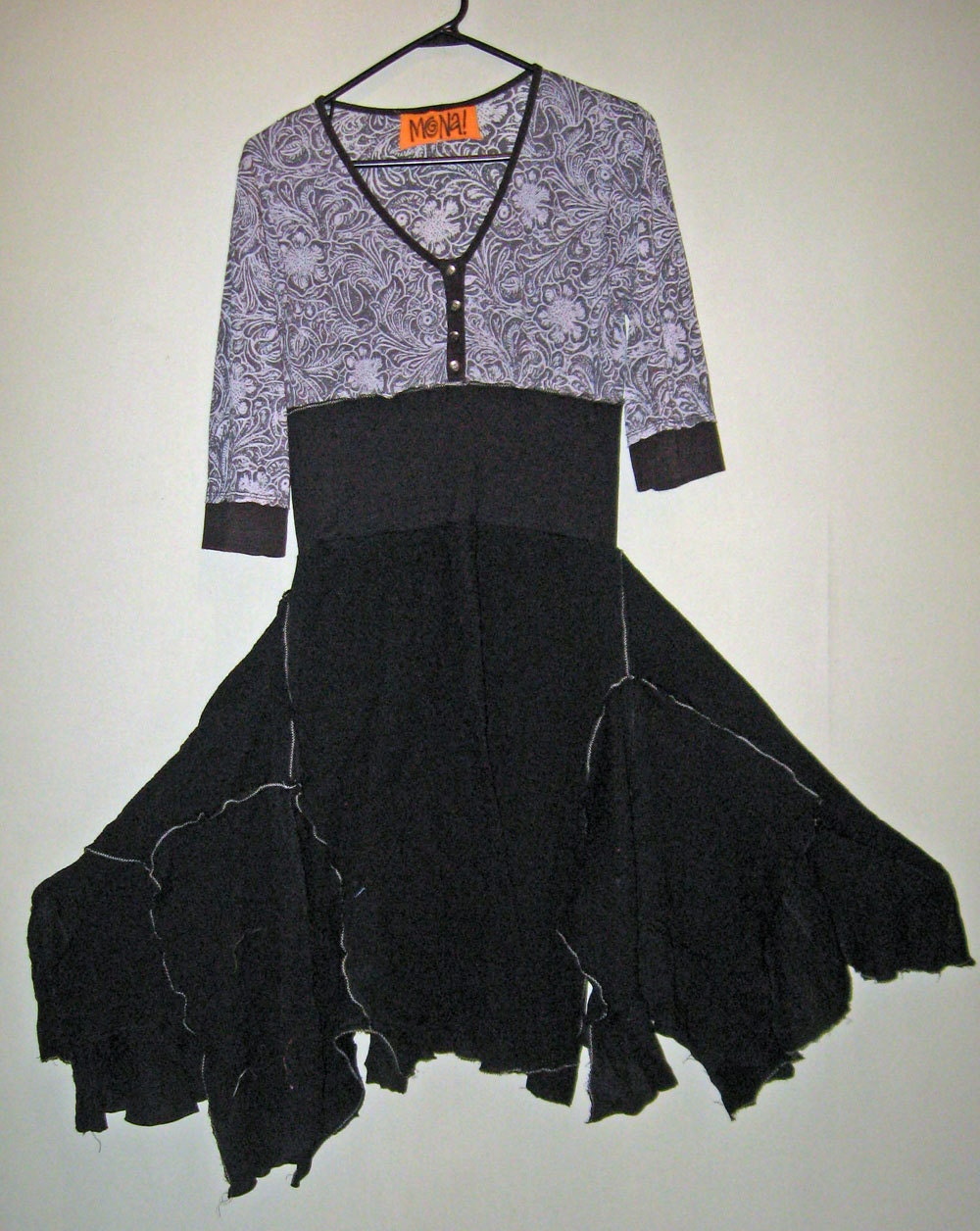 Figure hugging cotton gauze dress with sheer cotton bodice