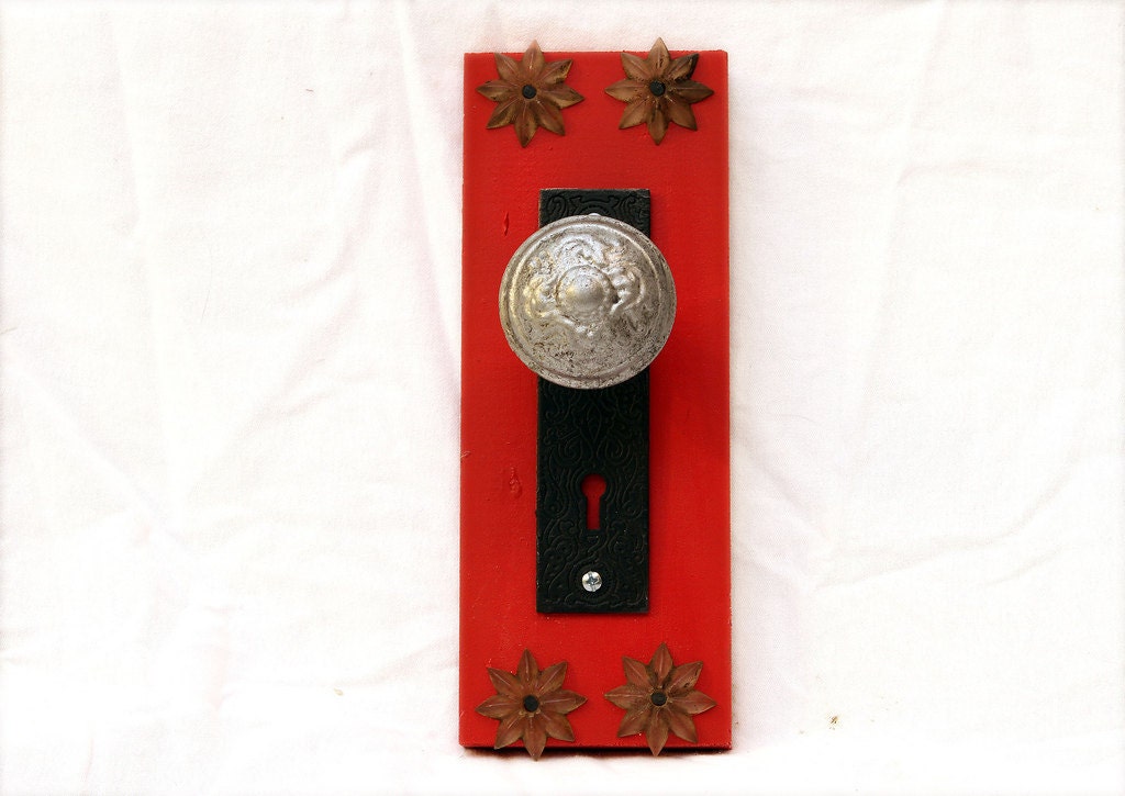 Red n Silver Door Knob Coat Hook