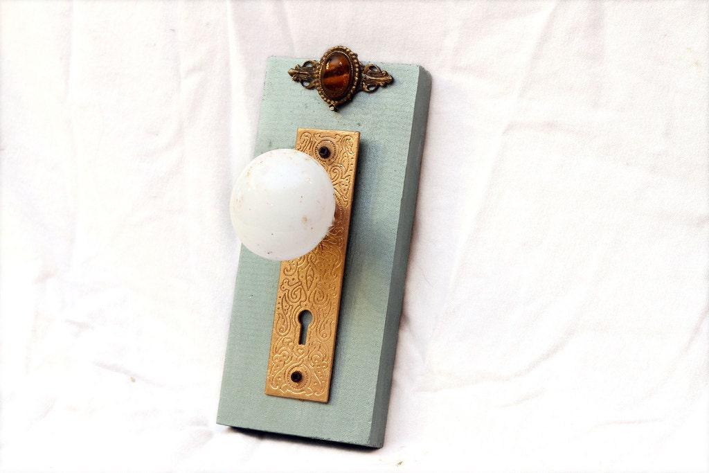 Green Porcelain Door Knob Coat Hook