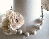 Winter Statement Necklace Champagne Beige Special Occasion Wedding Necklace