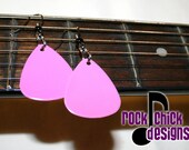 SALE -- Pink Guitar Pick Earrings -- SALE