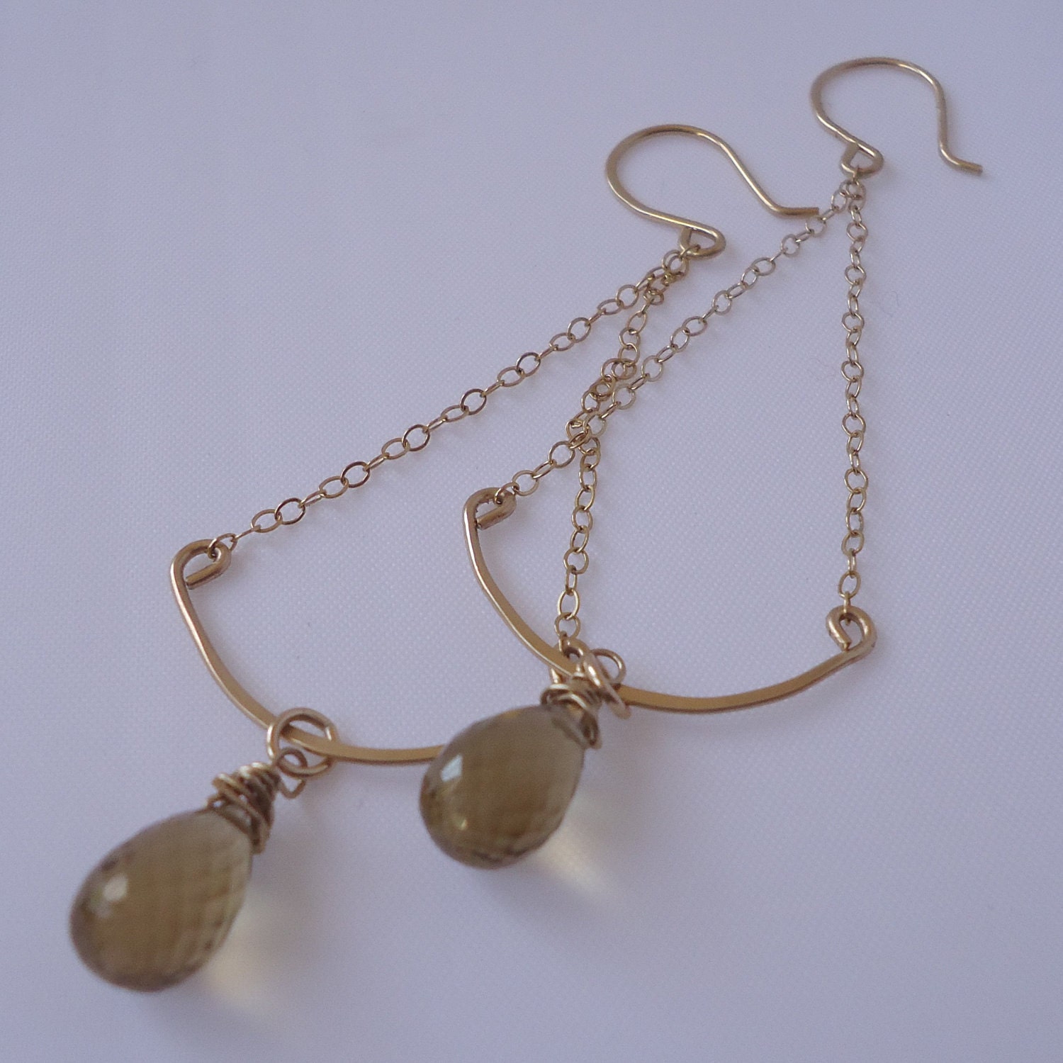 Whiskey Quartz Little Dipper Dangler Earrings in 14K Gold Filled, Gift Under 50, Fashion, Valetine's Day Gift