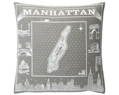 Grey Manhattan Throw Pillow