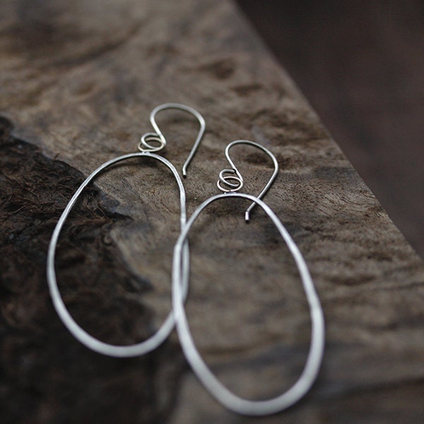 14k and silver rustic hoops