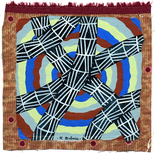 Original, acrlylic & ink painting on fabric by Portland artist Ryan Bubnis