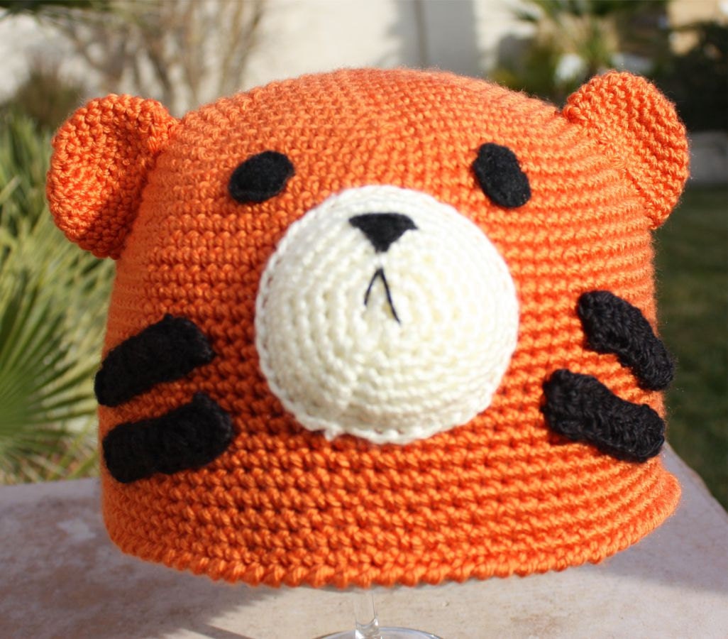 Orange Tiger Hat :  Kawaii  Cincinnati Bengals Detroit Tigers Hat - Handmade Crochet Beanie