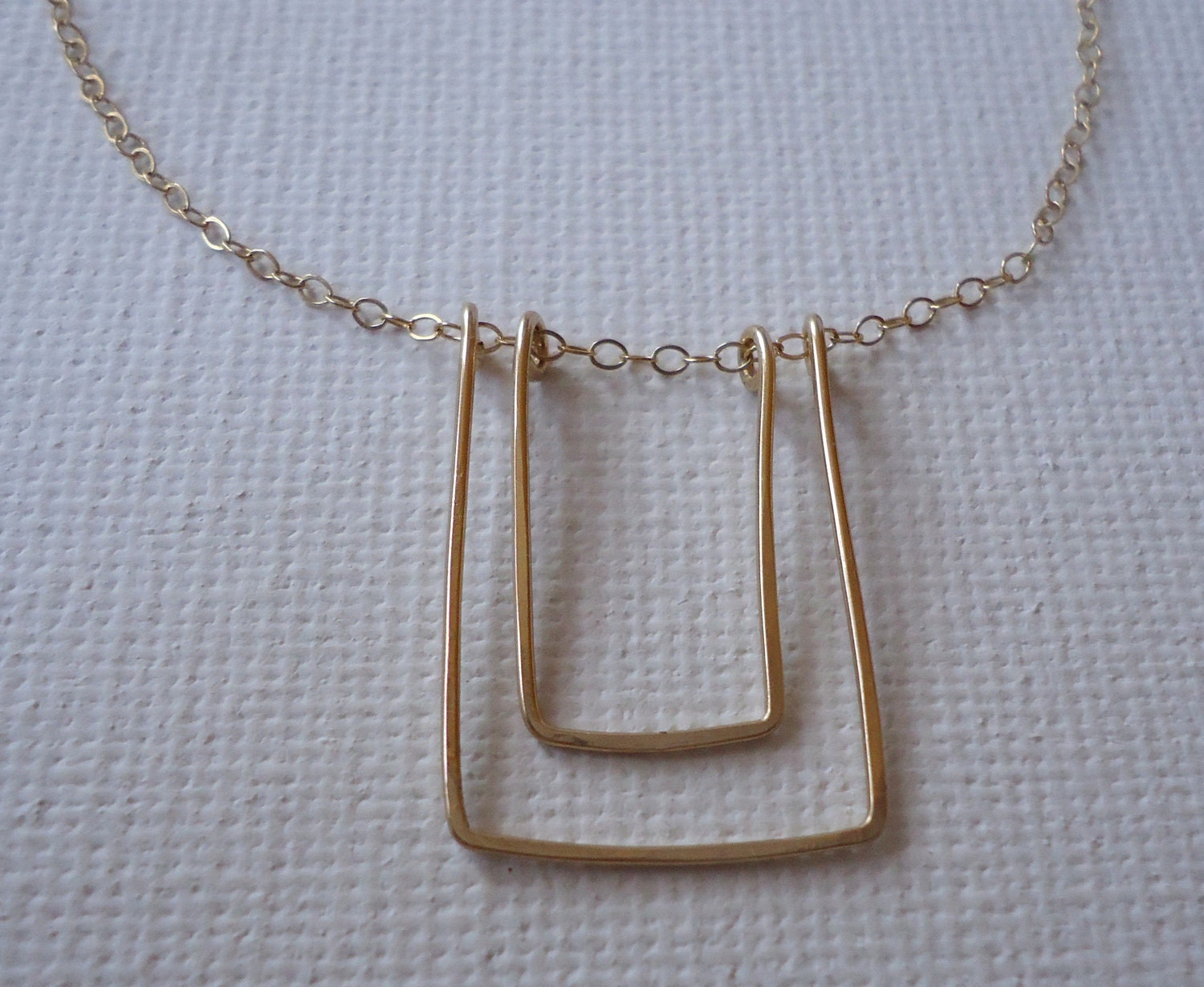 14K Gold FIlled Double Rectangle Simple Necklace, Fashion, Valetine's Day Gift