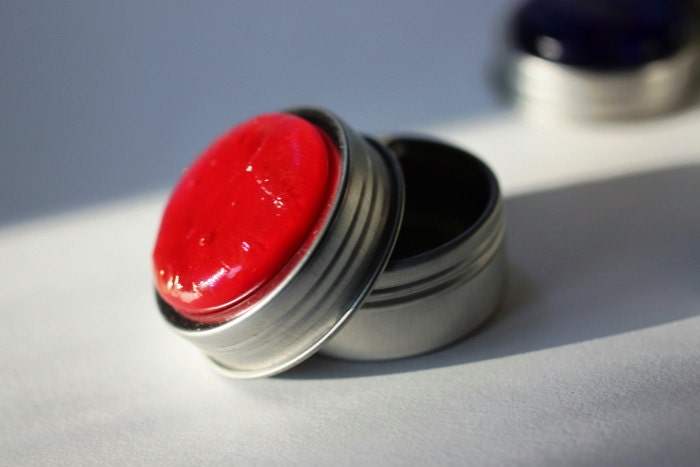 Fused Glass Screw Top Treasure Tin Tomato Red