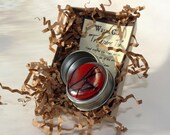 Fused Glass Screw Top Treasure Tin Tomato Red