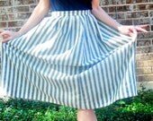 1950s cream and black STRIPED high waisted full PLEATED skirt