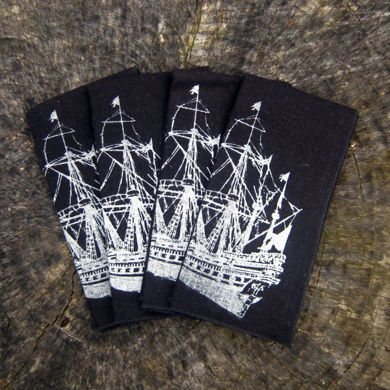 Cloth Napkins Set Hemp Pirate Ship