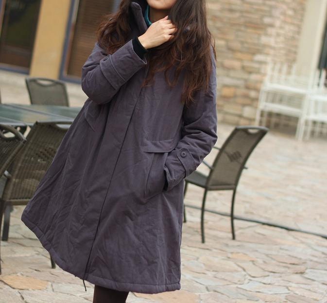 Winter Whisper / Winter hooded jacket coat / Gray cotton overcoat