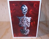 Human Skeleton card - by Raven /  halloween anatomy  horror art / morbid dark gothic goth