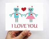 I love you, robot in love card , Valentine's day card