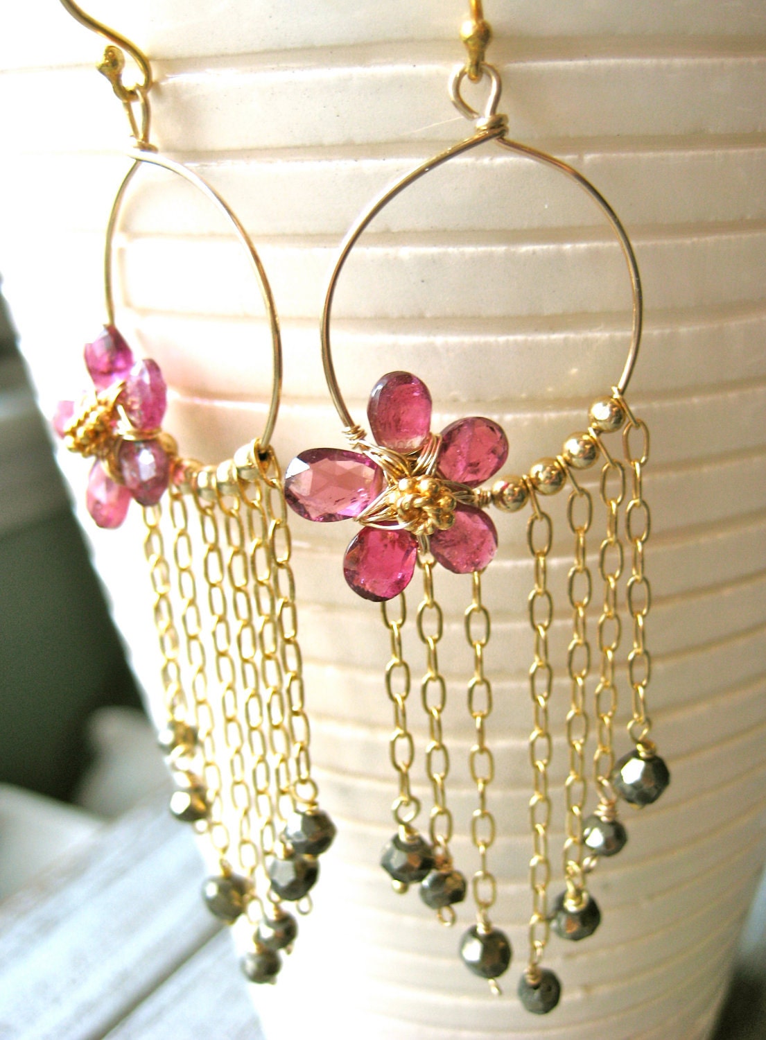 Meyren Fields Pink Tourmaline Gemstone Earrings