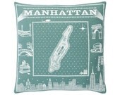 Blue Manhattan Throw Pillow
