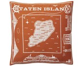 Orange Staten Island Throw Pillow