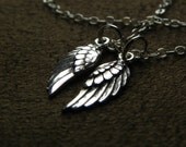 SALE  Sterling Silver Angel Wing Duet Necklace with Sterling Silver Chain   SALE