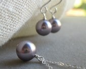 Bride in Pearls - necklace and earring set in Mauve, custom colors available