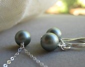 Bride in Pearls - necklace and earring set in Powder Green, custom colors available