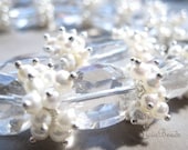 In pearls - Chunky Gemstone Statement necklace with quartz and freshwater pearl clusters