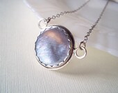 Full Moon Necklace. Recycled Pearl Shell Button in Sterling Silver.