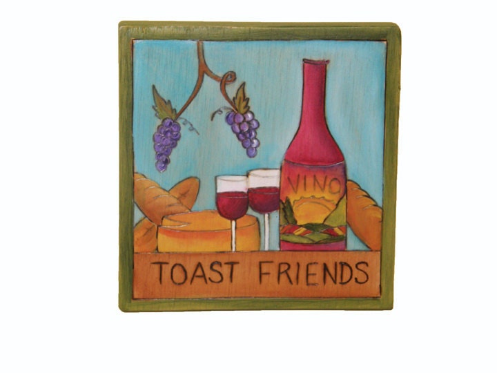 Toast Friends Wall Hanging/ Wedding/ Bride and Groom